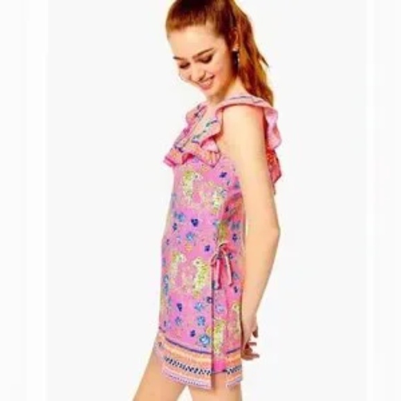 Lilly Pulitzer Zoya Romper Dress in Prosecco Pink Tigress Garden Sz 4 - Picture 2 of 5